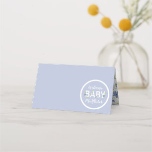 Baby in Bloom Shower Blue Vintage Flowers Boy Place Card