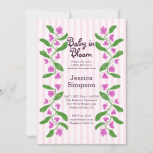 Baby in Bloom Shower Cute Pink Art Nouveau Floral Invitation