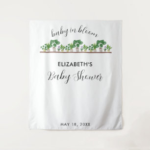 Baby in Bloom Shower Greenery Botanical Tapestry