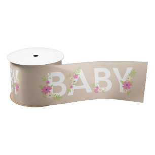 Baby in Bloom Shower Pink Vintage Flowers Girl Satin Ribbon