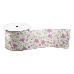 Baby in Bloom Shower Pink Vintage Flowers Girl Satin Ribbon