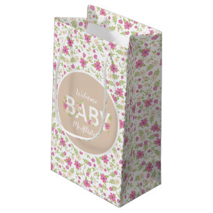 Baby in Bloom Shower Pink Vintage Flowers Girl Small Gift Bag