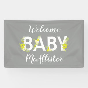 Baby in Bloom Shower Yellow Banner