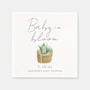 Baby in Bloom Simple Succulent Baby Shower Napkin