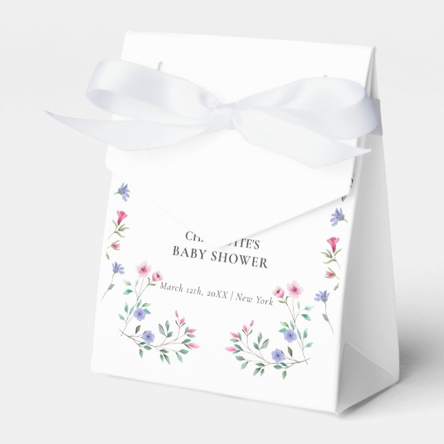 Baby In Bloom | Simple Wildflower Baby Shower Favour Box (Front Side)