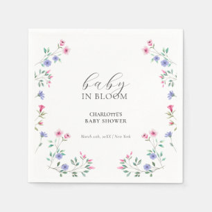 Baby In Bloom   Simple Wildflower Baby Shower Napkin