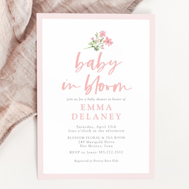 Baby In Bloom Soft Pink Baby Shower Invitation (Creator Uploaded)