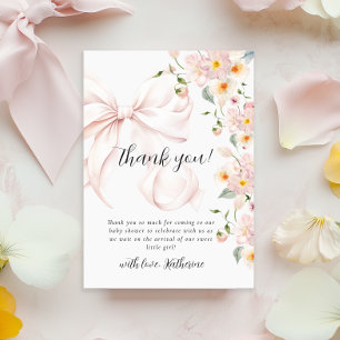 Baby In Bloom Soft Pink Bow Baby Shower Invitation