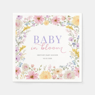 Baby in Bloom: Soft Wildflower Meadow Baby Shower Napkin