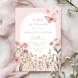 Baby in Bloom spring butterfly wildflowers shower Invitation