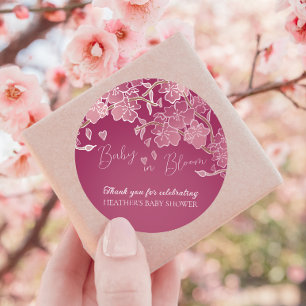 Baby In Bloom Spring Cherry Blossom Shower Classic Round Sticker