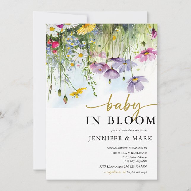 Baby in Bloom | Spring Floral Baby Shower Invitation (Front)