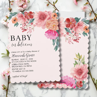 Baby in bloom spring floral girl Baby Shower Invitation