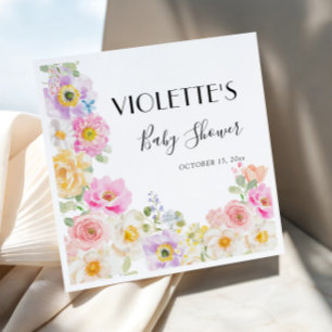 Baby in Bloom Spring Floral Girl Baby Shower Napkin