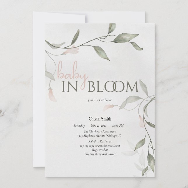 Baby in Bloom Spring Flower Floral Baby Shower Invitation (Front)