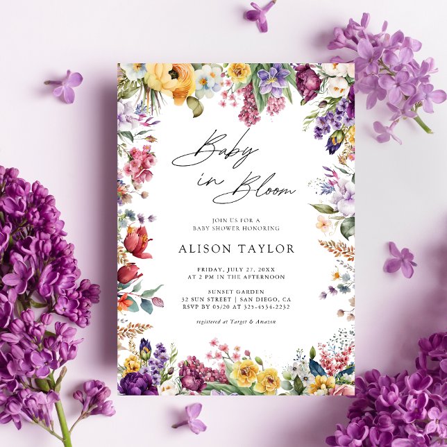 Baby In Bloom Spring Garden Flower Baby Shower Invitation (Creator Uploaded)