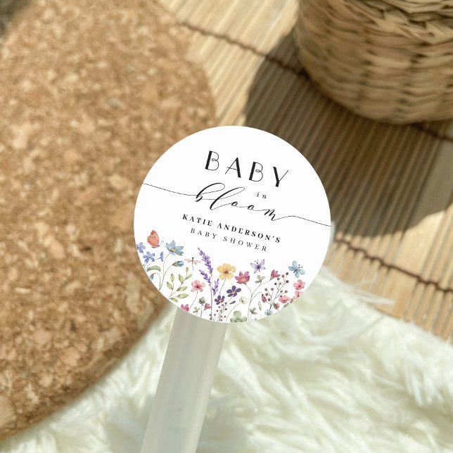 Baby in Bloom Spring Summer Floral Baby Shower Classic Round Sticker (Creator Uploaded)