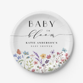 Baby in Bloom Spring Summer Floral Baby Shower Paper Plate