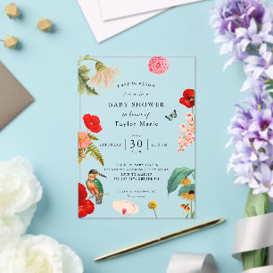 Baby in Bloom Spring Wildflower Baby Shower Acrylic Invitations