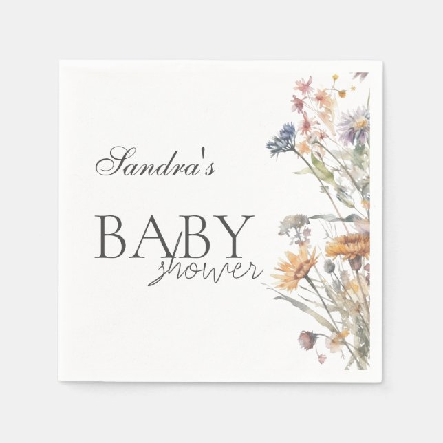 Baby in Bloom Spring Wildflower Baby Shower Napkin (Front)
