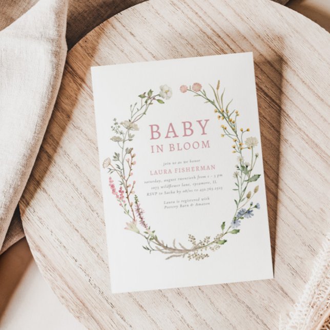 Baby in Bloom Spring Wildflower Floral Baby Shower Invitation (Creator Uploaded)