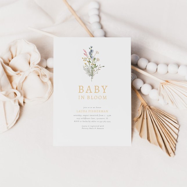 Baby in Bloom Spring Wildflower Floral Baby Shower Invitation (Creator Uploaded)