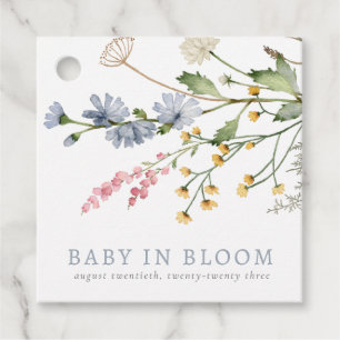 Baby in Bloom Spring Wildflower Floral Bouquet Favour Tags