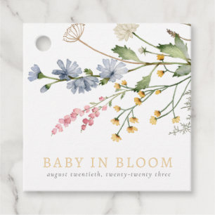 Baby in Bloom Spring Wildflower Floral Bouquet Favour Tags