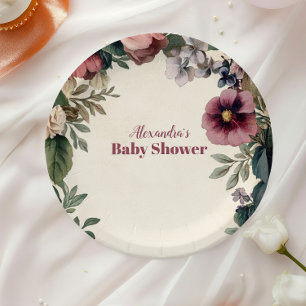 Baby in Bloom Spring Wildflower Paper Plate