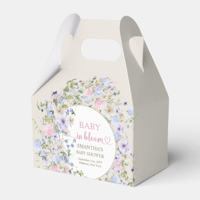 Baby in bloom spring Wildflowers Arch Baby Shower Favour Box (Front Side)