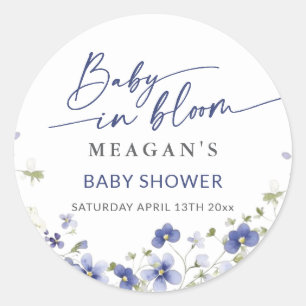 Baby In Bloom Spring Wildflowers Baby Shower  Classic Round Sticker