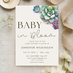 Baby in Bloom Succulent Desert Baby Shower  Invitation