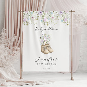 Baby in Bloom Summer Baby Shower Backdrop Tapestry