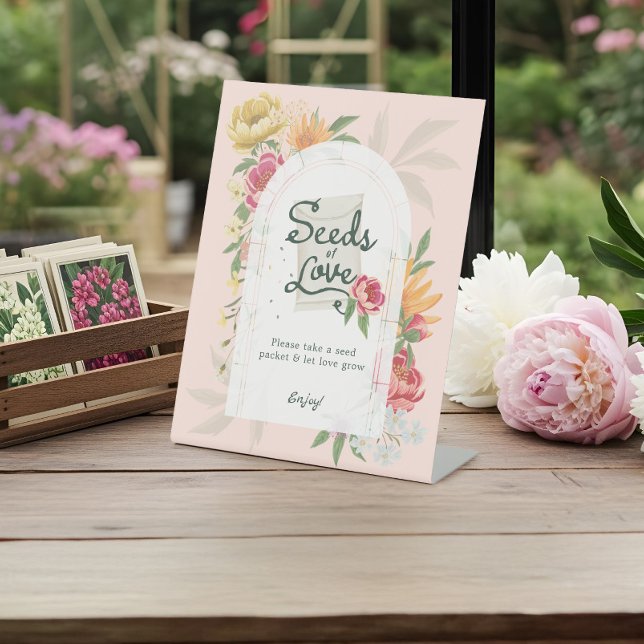 Baby in Bloom Summer Floral Garden Seeds of Love Pedestal Sign (Baby in Bloom Summer Floral Garden Seeds of Love Pedestal Sign)