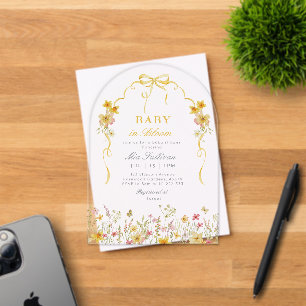 Baby in Bloom Summer yellow wildflower baby shower Acrylic Invitations