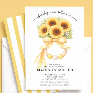 Baby in Bloom Sunflower Baby Shower Invite