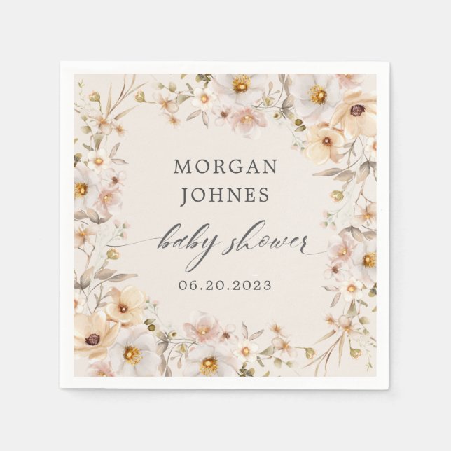 Baby in Bloom Tender Floral Baby Shower Napkin (Front)