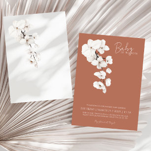 Baby In Bloom Terracotta White Orchid Baby Shower Invitation