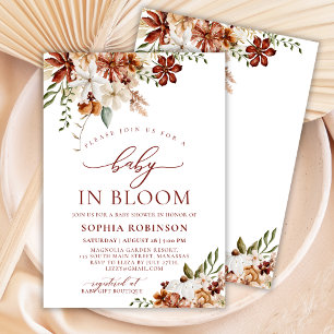 Baby in Bloom Terracotta Wildflower Baby Shower Invitation