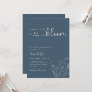 Baby in Bloom, Topaz Blue Wildflower Baby Shower Invitation