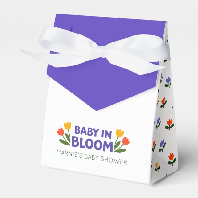 Baby in Bloom! Tulip Floral Garden Baby Shower Favour Box (Front Side)
