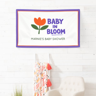 Baby in Bloom Tulip Trendy Modern Baby Shower Napk Banner