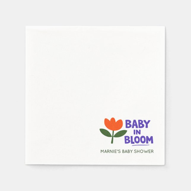 Baby in Bloom Tulip Trendy Modern Baby Shower Napk Napkin (Front)