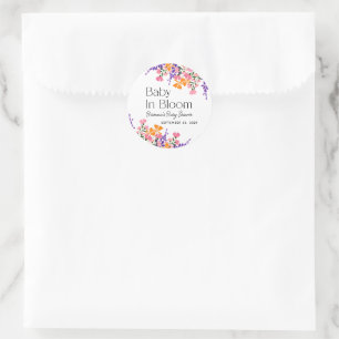 Baby in Bloom Vibrant Spring Flowers Baby Shower Classic Round Sticker