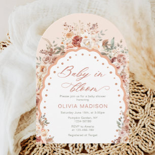 Baby in Bloom Watercolor Boho Floral Baby Shower Invitation