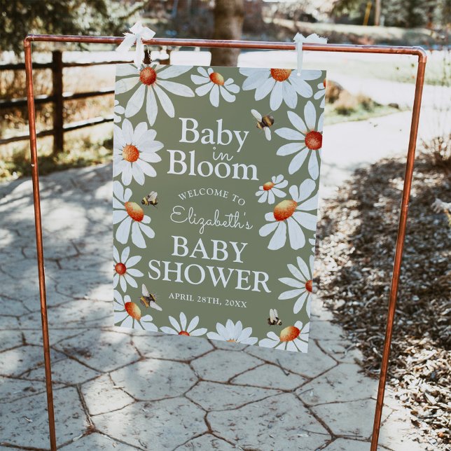 Baby in Bloom Watercolor Daisies & Bumblebee Poster (Creator Uploaded)