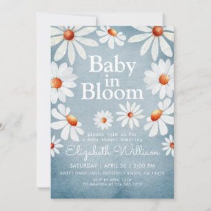 Baby in Bloom Watercolor Daisies Invitation