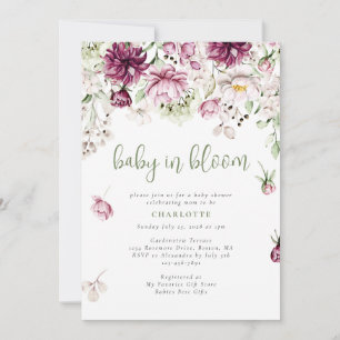 Baby In Bloom Watercolor Floral Baby Shower Invitation