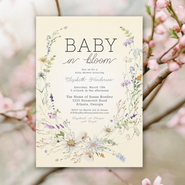 Baby In Bloom Watercolor Floral Baby Shower Invitation (Creator Uploaded)