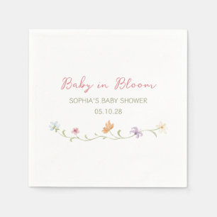 Baby in Bloom Watercolor Floral Elegant Simple Napkin